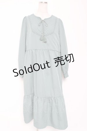 画像: axes femme / キルティングブロッキングワンピース  グリーン Y-26-01-12-125-AX-OP-SZ-ZS