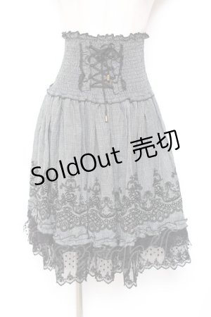 画像: axes femme / グレンチェックハイウエストスカート M グレー Y-26-01-12-135-AX-SK-SZ-ZY