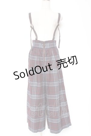 画像: axes femme / タータンチェック柄サス付パンツ  ワイン Y-26-01-12-146-AX-PA-SZ-ZY