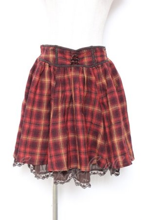 画像: axes femme / チェック柄スカート  オレンジ Y-26-01-12-147-AX-SK-SZ-ZI