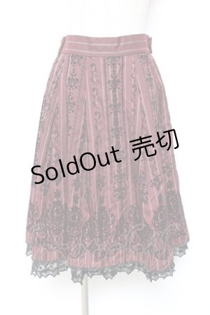 画像: axes femme / リボン付フロッキーptスカート  ワイン Y-26-01-12-148-AX-SK-SZ-ZY