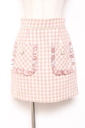 画像: Ank Rouge /ギンガムツイードスカート M ピンク Y-26-01-12-154-CA-SK-SZ-ZS