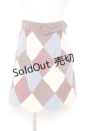 画像: Fi.n.t / ダイヤパッチワークスカート F ブラウン Y-26-01-12-155-CA-SK-SZ-ZI