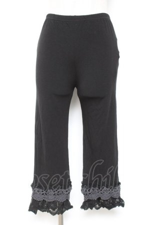 画像: axes femme / 裾ニットレース使いレギンス  黒 Y-26-01-12-161-AX-PA-SZ-ZY