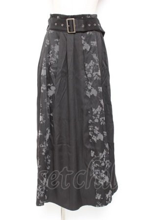 画像: axes femme / フラワーフロッキー切替スカート  黒 Y-26-01-12-163-AX-SK-SZ-ZI