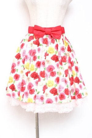 画像: Angelic Pretty / ドレッシーローズスカート  白 Y-26-01-12-166-AP-SK-SZ-ZY