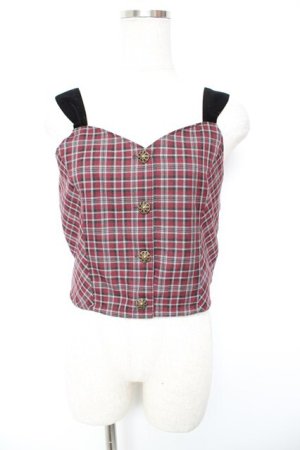 画像: axes femme / タータンチェックビスチェ  ワイン Y-26-01-12-028-AX-TO-SZ-ZY