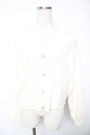 画像: axes femme / パールボタンニットカーディガン F 白 Y-26-01-12-036-AX-TO-SZ-ZY