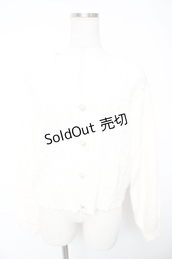 画像1: axes femme / パールボタンニットカーディガン F 白 Y-26-01-12-036-AX-TO-SZ-ZT623 (1)