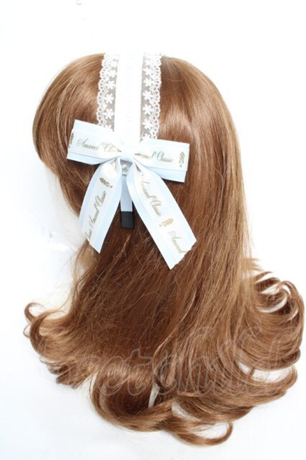 画像2: Amavel / サイドロゴリボンレースカチューシャ  サックス Y-26-01-16-047-CA-AC-SZ-ZY (2)