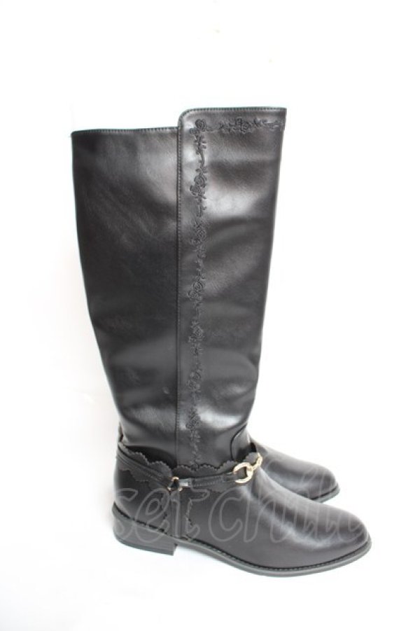 画像4: axes femme / 刺繍ジョッキーブーツ L 黒 Y-26-01-16-050-AX-SH-SZ-ZY (4)