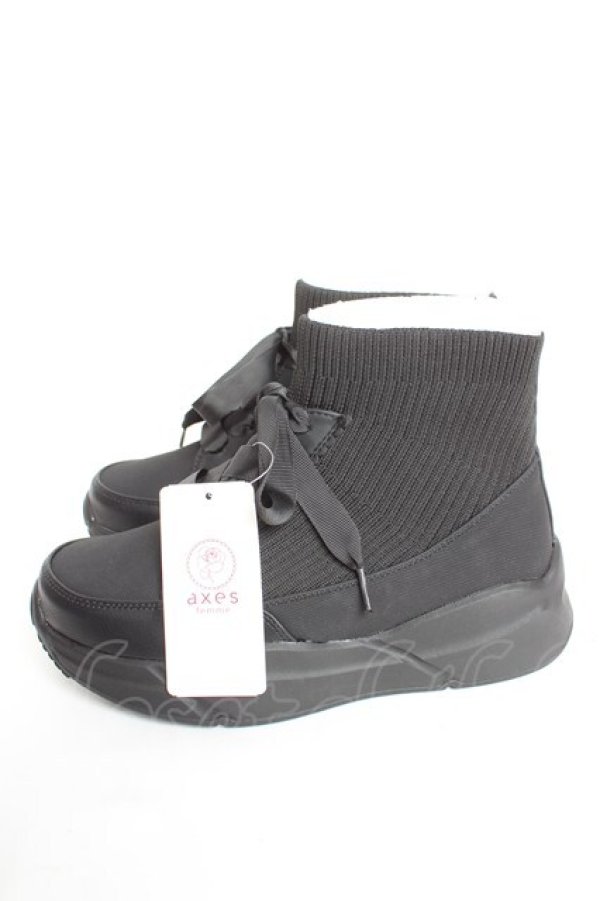 画像2: axes femme / ニットスニーカーブーツ M 黒 Y-26-01-16-051-AX-SH-SZ-ZY (2)