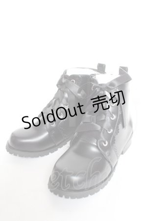 画像: axes femme / レースアップリボンブーツ L 黒Y-26-01-16-052-AX-SH-SZ-ZTK029