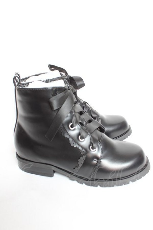 画像4: axes femme / レースアップリボンブーツ L 黒 Y-26-01-16-052-AX-SH-SZ-ZY (4)