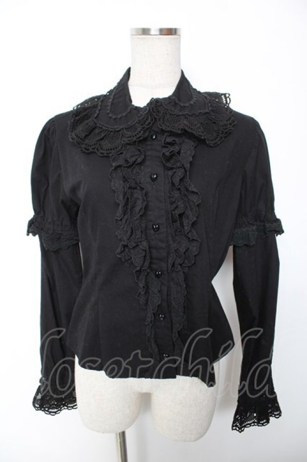 画像1: BABY, THE STARS SHINE BRIGHT / ハートハートブラウス  黒 Y-26-01-16-053-BA-BL-SZ-ZY (1)