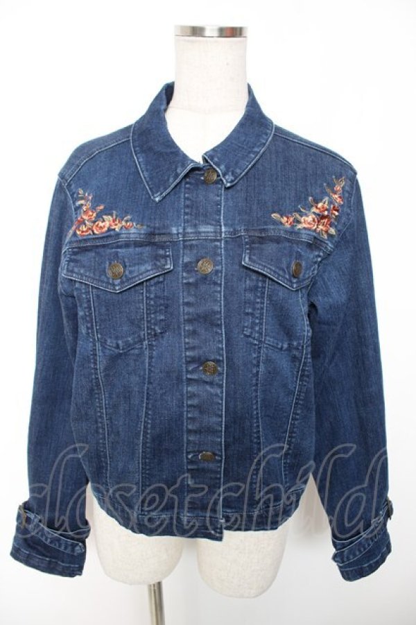 画像1: axes femme / 花刺繍ストレッチデニムジャケット M インディゴ Y-26-01-16-054-AX-JA-SZ-ZY (1)