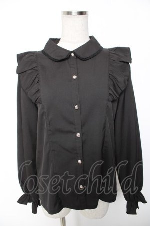 画像: axes femme POETIQUE / リボン付丸襟長袖ブラウス M 黒 Y-26-01-16-059-AX-BL-SZ-ZY