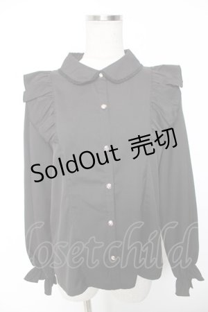 画像: axes femme POETIQUE / リボン付丸襟長袖ブラウス M 黒 Y-26-01-16-059-AX-BL-SZ-ZS