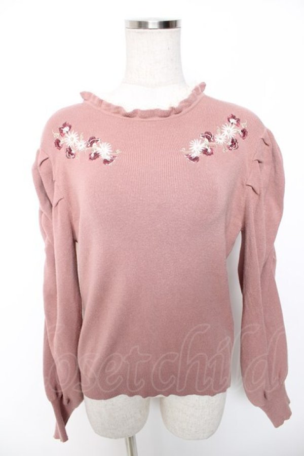画像1: axes femme / スイートピー刺繍ニット M ピンク Y-26-01-16-060-AX-BL-SZ-ZY (1)