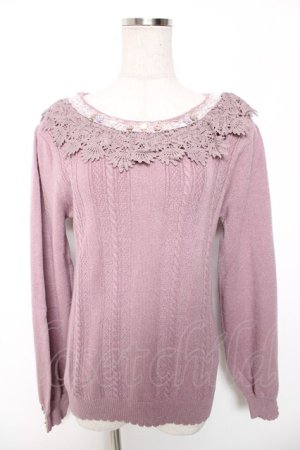 画像: axes femme / 巻薔薇×パールデザインニット F ラベンダー Y-26-01-16-061-AX-TO-SZ-ZY