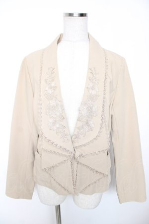 画像: axes femme / 襟刺繍ジャケット M ベージュ Y-26-01-16-064-AX-JA-SZ-ZY