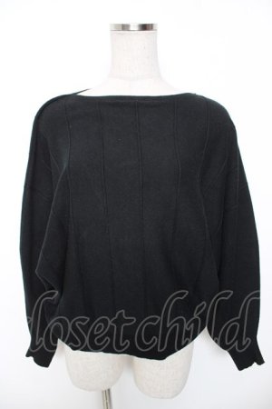 画像: axes femme / ストライプニットドルマンプルオーバー  黒 Y-26-01-16-067-AX-TO-SZ-ZY