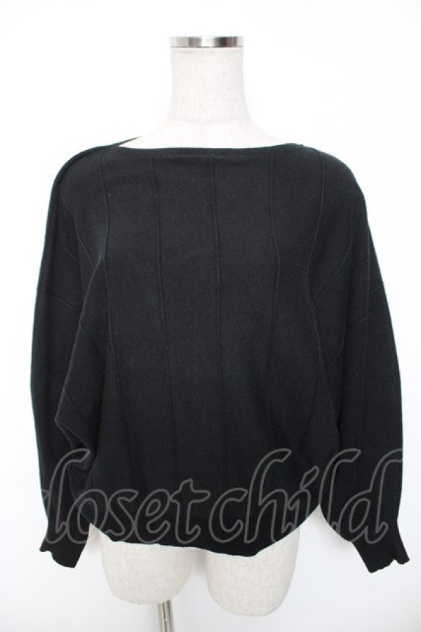 画像1: axes femme / ストライプニットドルマンプルオーバー  黒 Y-26-01-16-067-AX-TO-SZ-ZY (1)