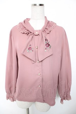 画像: axes femme / アンティークローズ刺繍ブラウス  ピンク Y-26-01-16-068-AX-BL-SZ-ZY