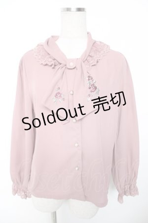 画像: axes femme / アンティークローズ刺繍ブラウス  ピンク Y-26-01-16-068-AX-BL-SZ-ZY