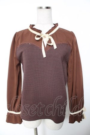 画像: axes femme / 千鳥柄ビスチェ切替トップス  ブラウン Y-26-01-16-069-AX-TO-SZ-ZY