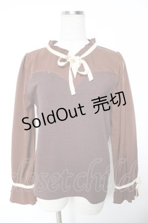 画像: axes femme / 千鳥柄ビスチェ切替トップス  ブラウン Y-26-01-16-069-AX-TO-SZ-ZS