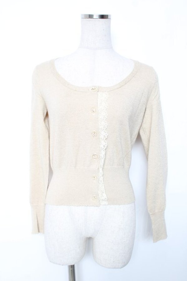 画像1: Emily Temple cute / フロントレースラメニットカーディガン  ゴールド Y-26-01-16-070-ET-TO-SZ-ZY (1)