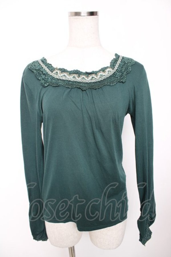 画像1: axes femme / 胸元ラメレース使いインナープルオーバー M グリーン Y-26-01-16-071-AX-TO-SZ-ZY (1)