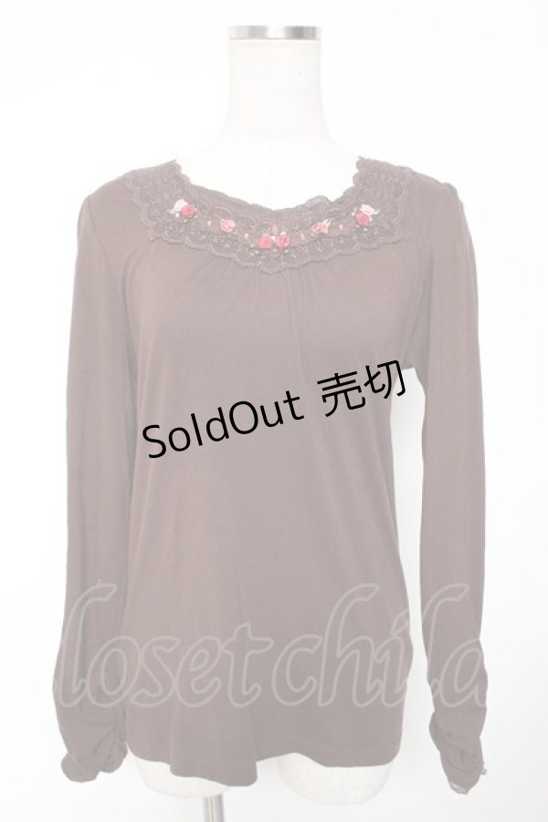 画像1: axes femme / レース使いインナープルオーバー M 茶 Y-26-01-16-077-AX-TO-SZ-ZY (1)