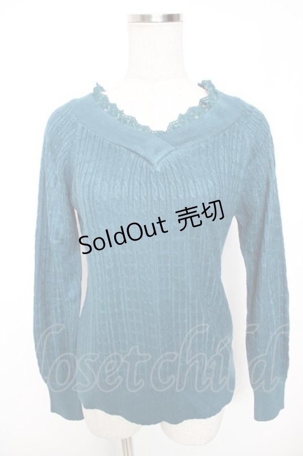 画像1: axes femme / Ｖネックニットプルオーバー M グリーン Y-26-01-16-083-AX-TO-SZ-ZY (1)