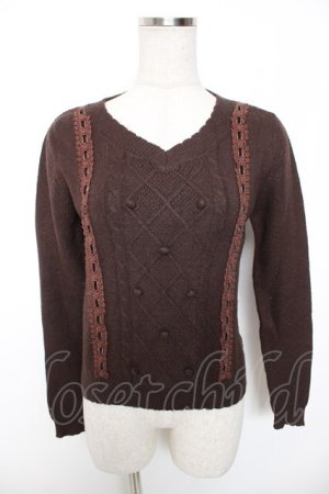 画像: axes femme / はしごリボンニット M 茶 Y-26-01-16-085-AX-TO-SZ-ZY