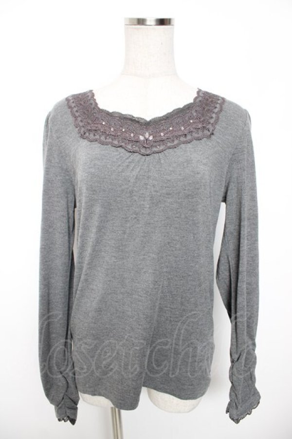 画像1: axes femme / レース使いインナープルオーバー M グレー Y-26-01-16-086-AX-TO-SZ-ZY (1)