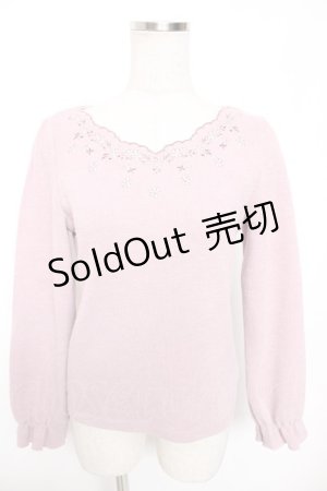 画像: axes femme / お花刺繍ニットプルオーバー M ピンク Y-26-01-16-091-AX-TO-SZ-ZY