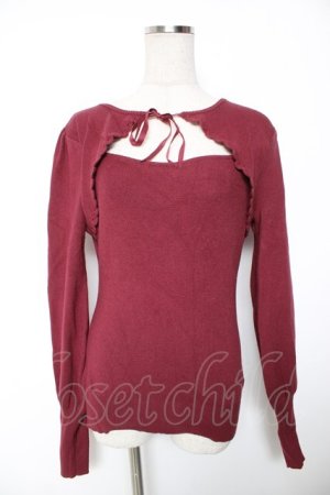 画像: F&A / フロント開きニットプルオーバー F ボルドー Y-26-01-16-096-LO-TO-SZ-ZY