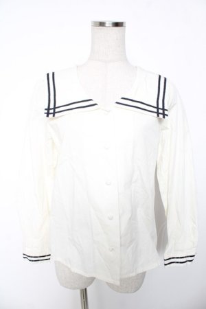 画像: Fi.n.t / ダブルライン使いセーラーシャツ F アイボリー Y-26-01-16-098-CA-BL-SZ-ZY