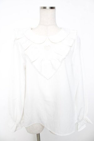 画像: Ank Rouge / ヨークフリルハートくりぬきブラウス M 白 Y-26-01-16-099-CA-BL-SZ-ZS