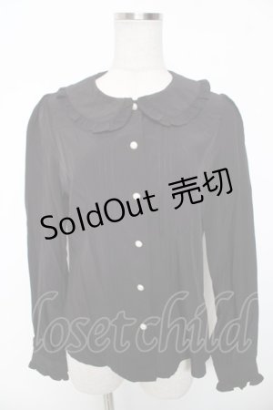 画像: Ank Rouge / パールボタンフリルブラウス M 黒 Y-26-01-16-101-CA-BL-SZ-ZS