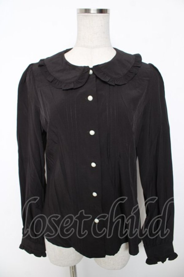 画像1: Ank Rouge / パールボタンフリルブラウス M 黒 Y-26-01-16-101-CA-BL-SZ-ZY (1)