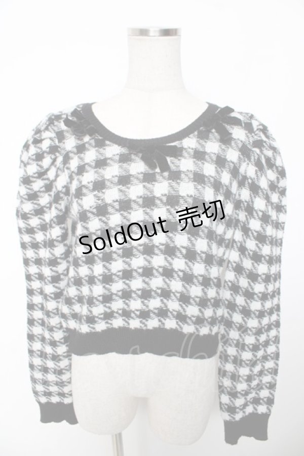 画像1: An MILLE / 千鳥リボンニット F 黒 Y-26-01-16-106-EL-TO-SZ-ZT0214D (1)