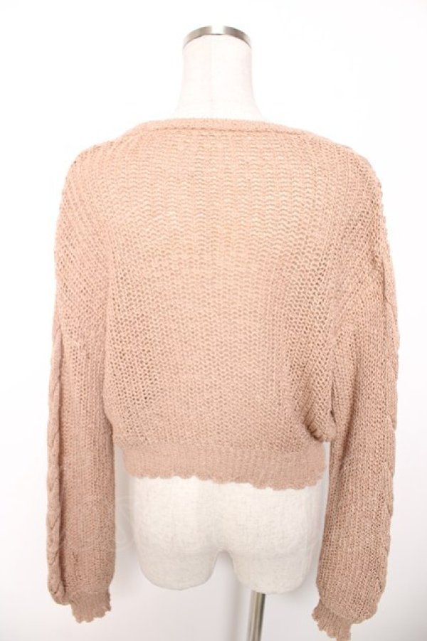 画像2: F&A / ドライフラワー釦テープヤーンカーディガン F ピンクベージュ Y-26-01-16-107-LO-TO-SZ-ZY (2)