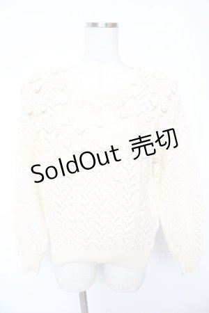 画像: INGEBORG / カメリアモチーフ付きニット  生成り Y-26-01-16-113-LO-TO-SZ-ZY