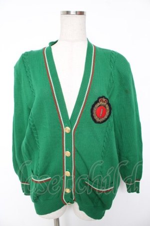 画像: INGEBORG / エンブレムワッペン付きカーディガン  グリーン Y-26-01-16-116-LO-TO-SZ-ZY