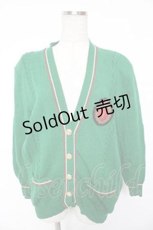 画像: INGEBORG / エンブレムワッペン付きカーディガン  グリーン Y-26-01-16-116-LO-TO-SZ-ZY