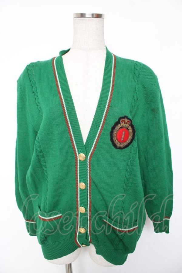 画像1: INGEBORG / エンブレムワッペン付きカーディガン  グリーン Y-26-01-16-116-LO-TO-SZ-ZY (1)