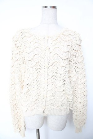 画像: INGEBORG / スカラップフリル編み透かしカーディガン  生成り Y-26-01-16-118-LO-TO-SZ-ZY